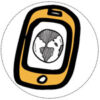 Icone Mundo no celular amarelo